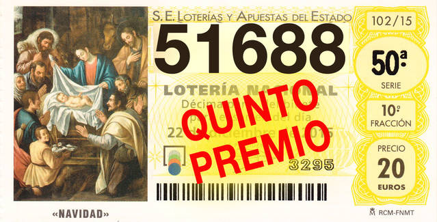 51688, el sexto quinto premio cae íntegro en El Campello (Alicante)