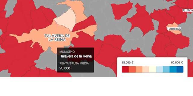 Talavera, por debajo de la renta bruta media anual en España