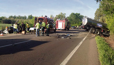 Espectacular accidente entre Patrocinio y Talavera la Nueva