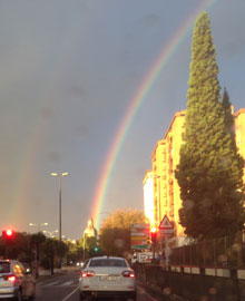 Un arco iris trazado en el cielo talaverano