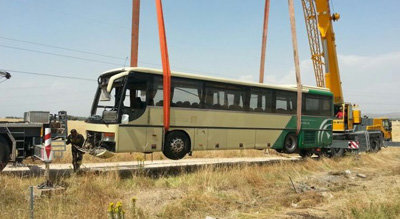 Vuelca un autobús sin pasajeros en la A-5