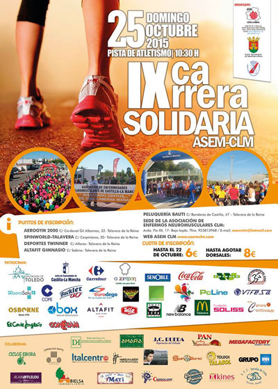 Talavera se prepara para su próxima prueba de atletismo, la IX Carrera Solidaria de ASEM-CLM