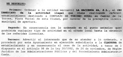 El Ayuntamiento de Talavera decretó el cierre de ‘La Hacienda’ en 2012 pero no lo llevó a cabo