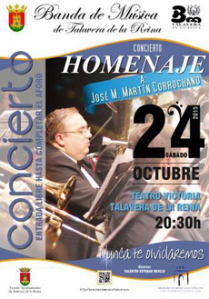 Concierto de la Banda de Música de Talavera para homenajear a su compañero José M. Martín Corrochano