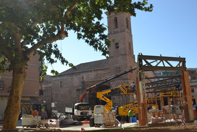 Así están de avanzados los trabajos en la Plaza del Salvador. (LVDT).