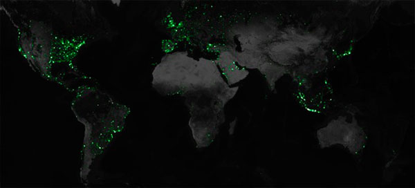 Mapa mundial del uso de Twitter en los últimos 42 meses