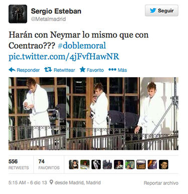 Publican en Twitter una foto comprometida de Neymar