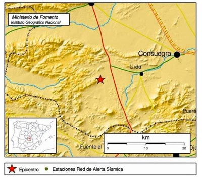 La localidad toledana de Urda, epicentro de un terremoto de 3,7 grados en la escala de Richter