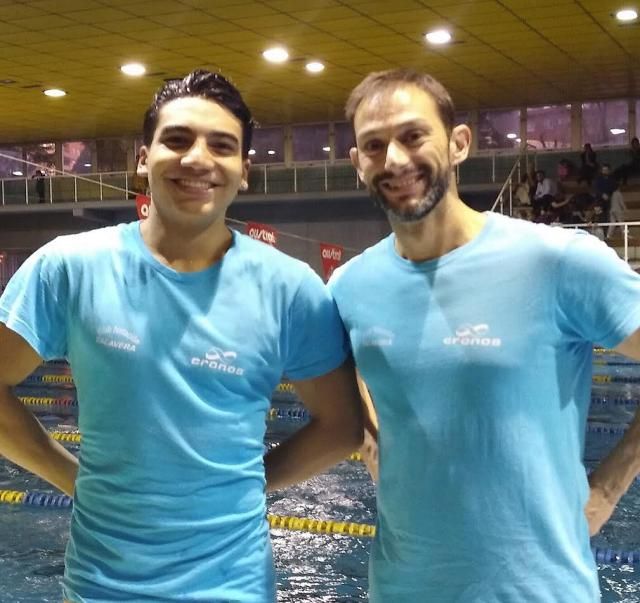 Juan Pablo Zapata con su entrenador Emilio Beltrán