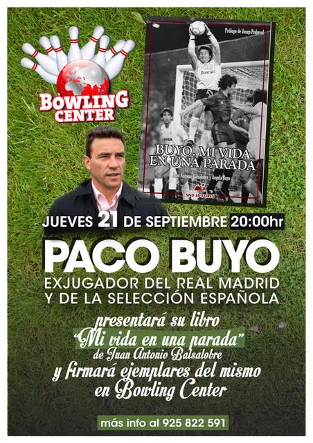 El mítico portero del Real Madrid, Paco Buyo presentará es este jueves en el Bowling Center su libro 'Mi vida en una parada'