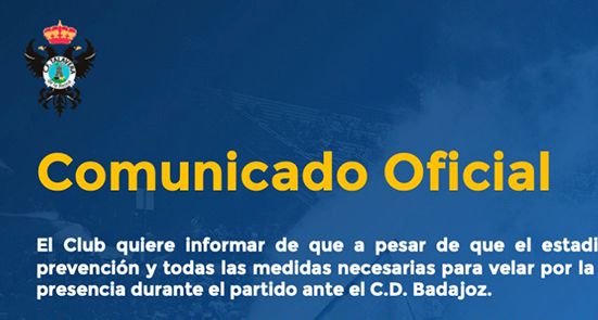 ULTIMA HORA | Comunicado del CF Talavera sobre el partido frente al CD Badajoz