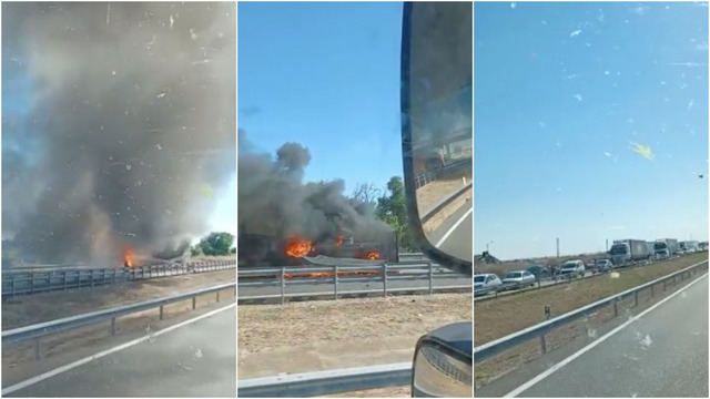 El incendio de un camión obliga a cortar la A-5 cerca de Talavera