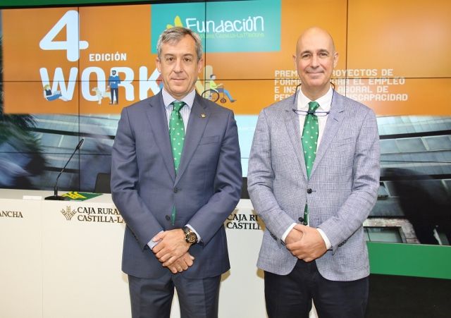 El presidente y gerente Fundación Caja Rural CLM durante la presentación de 'Workin'