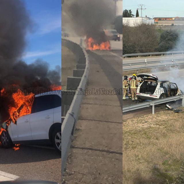 Se incendia un coche en la autovía A-5 a la altura de Talavera de la Reina