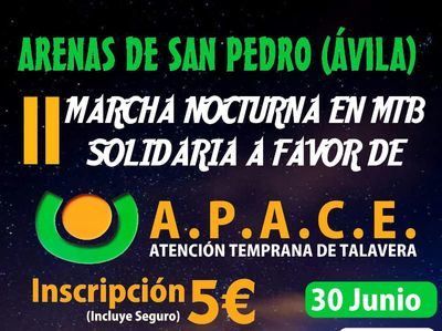 Arenas de San Pedro organiza la ‘II Marcha Nocturna MTB Solidaria’ a favor de APACE Talavera