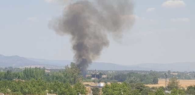 Incendio forestal junto a una fábrica de Talavera 