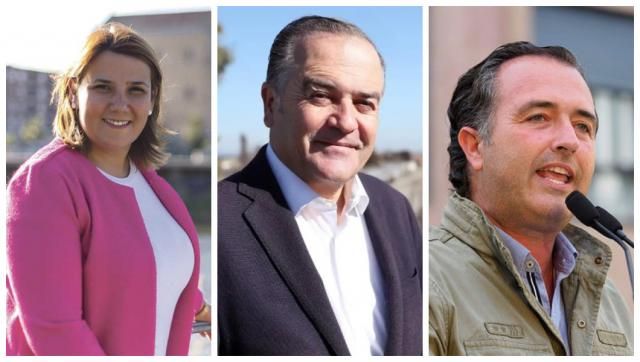 Tita García (PSOE), José JUñina Gregorio (PP) y  David Moreno (Vox)