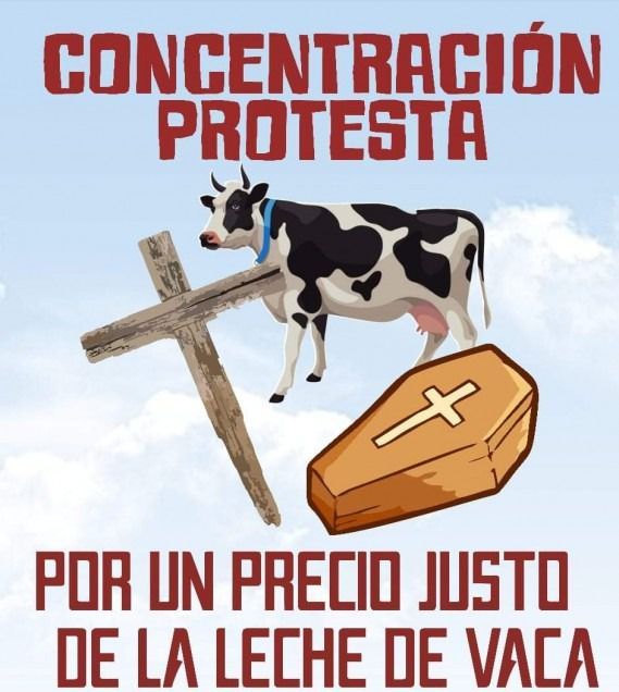 Cortes de tráfico por la concentración protesta del precio de la leche