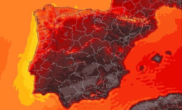 Este mediodía se pueden alcanzar los 46 ºC en varias ciudades de España