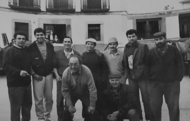 Juanito y Mejías en Parrillas siendo jugadores del Atlético de Madrid en un día de caza mayor