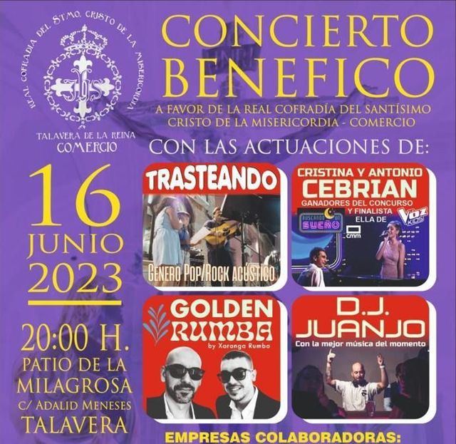 No te pierdas este Concierto Benéfico en Talavera: Trasteando, Cristina y Antonio Cebrián, Golden Rumba...