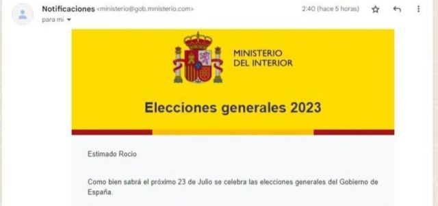 Cuidado con esta estafa del falso correo de las elecciones generales