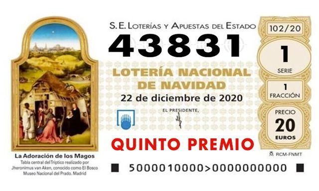 LOTERÍA DE NAVIDAD | El quinto premio, 43.831, cae en la provincia de Toledo