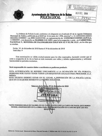 El Ayuntamiento fue quien autorizó el corte de la antigua N-V