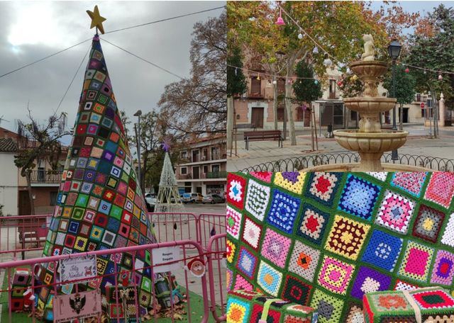 Así es el impresionante árbol de Navidad hecho a ganchillo en un barrio de CLM