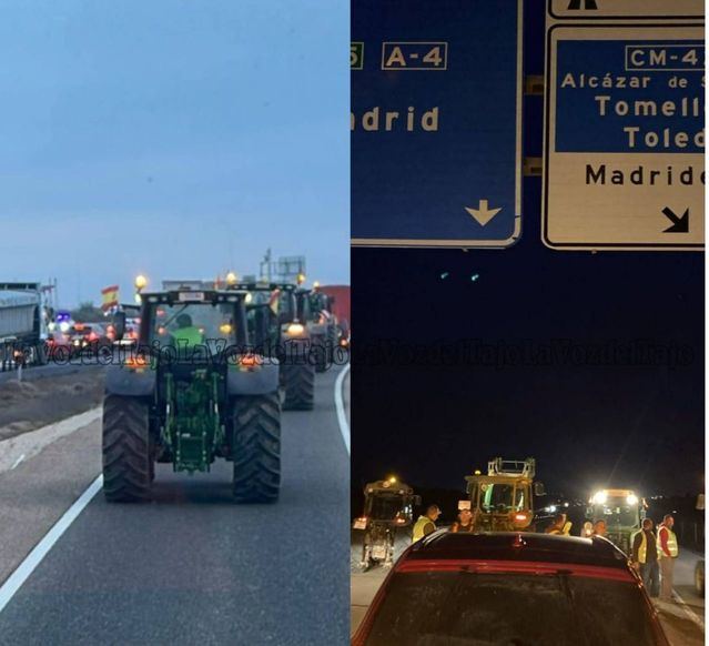 “Así están las vías en la provincia de Toledo: los tractores toman la carretera”