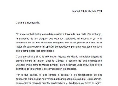 Carta de Pedro Sánchez 