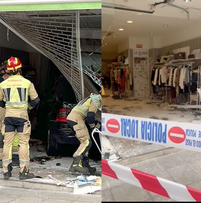 Un coche se empotra contra una tienda de Toledo