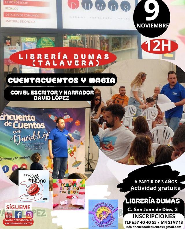 David López celebrará el Día de las Librerías con una sesión de cuentacuentos en Talavera