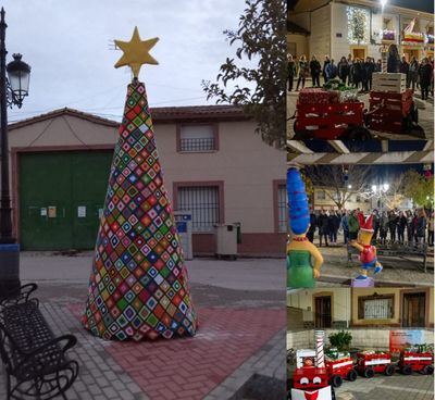 Un árbol, la bandera de España a ganchillo y los Simpsons decoran la Navidad en este pueblo