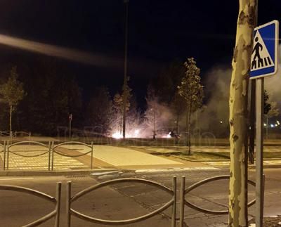 VIDEO | Un cable caído por el viento provoca un conato de incendio en Talavera