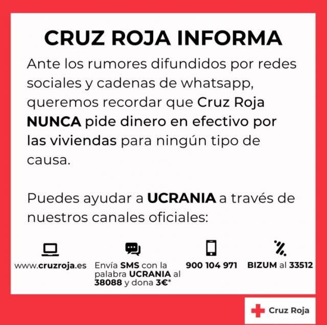 La Cruz Roja NO está pidiendo dinero para Ucrania por las casas