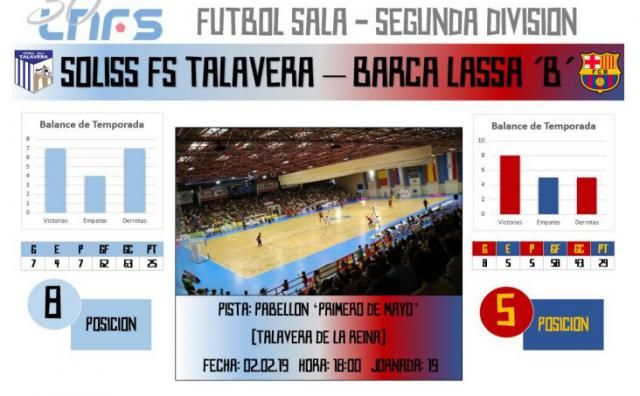 El Soliss FS Talavera recibe al Barça Lassa ‘B’ en busca de prolongar su imbatibilidad