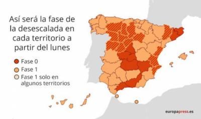 &#218;LTIMA HORA | Estas son las provincias y zonas que desde el lunes pasan a la Fase 1