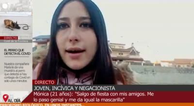 TELEVISION | Mónica, la talaverana a la que le da igual el coronavirus: "Salgo de fiesta todos los días, no me voy a contagiar"