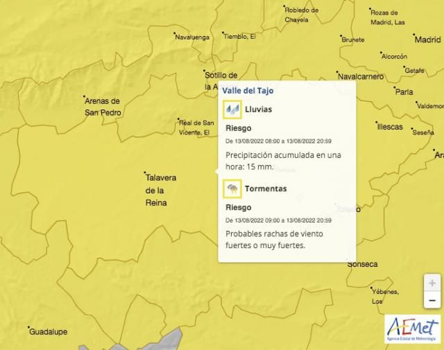 Alerta por tormentas en Talavera y Toledo