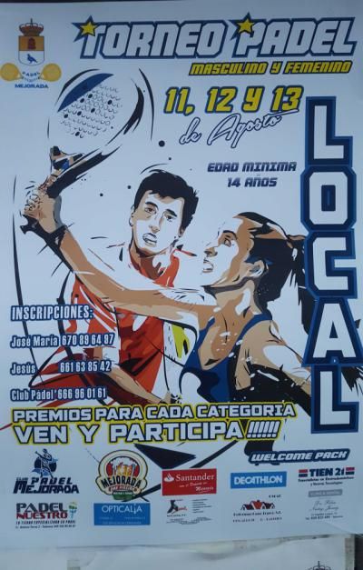 El C.D. Padel Mejorada organiza un torneo local para mayores de 14 años