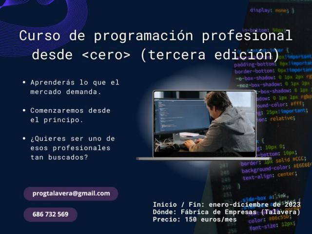 ¿Quieres aprender a programar desde cero en Talavera? Ahora puedes hacerlo