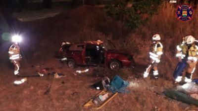 Cinco heridos al caer un coche por un terraplén de 10 metros