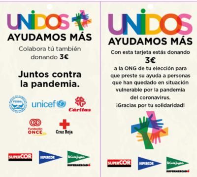 CORONAVIRUS | El Corte Inglés lanza tarjetas solidarias para colaborar con cinco ONG