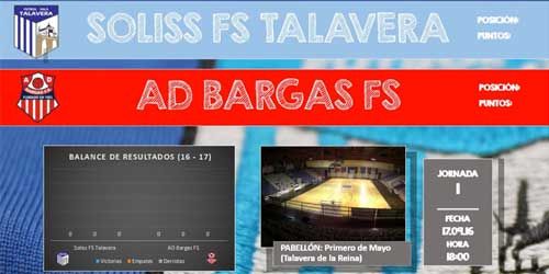 Debut de lujo en el Primero de Mayo este sábado: Soliss Talavera FS - AD Bargas FS