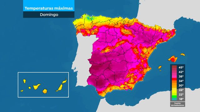 Previsión para el domingo | Foto: twitter @tiempobrasero