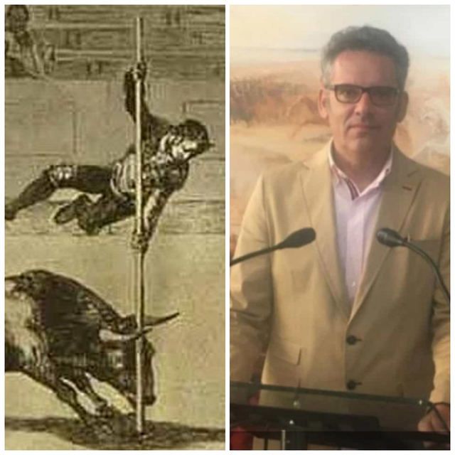 Un grabado de la Tauromaquia de Goya y el autor del artículo.