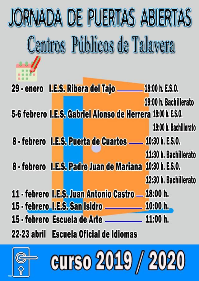 Jornadas de puertas abiertas de los institutos públicos de Talavera de la Reina