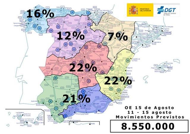 Más de 8,5 millones de desplazamientos previstos para el puente del 15 de agosto