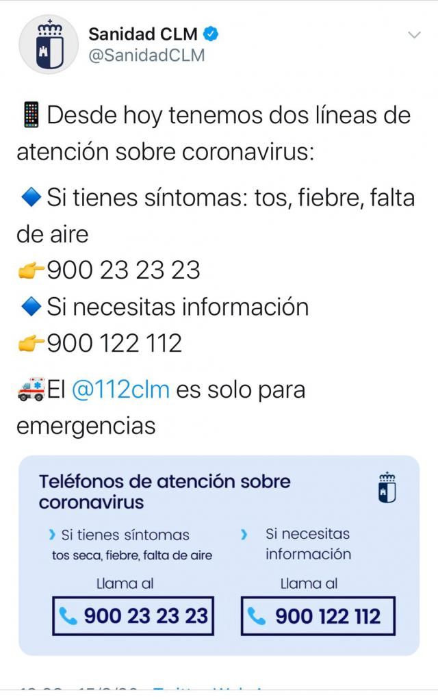 CORONAVIRUS | Si tiene síntomas llame al 900 232 323